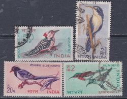 Inde N°  263 / 66 O :  Oiseaux Divers, La Série Des 4 Valeurs Oblitérées Sinon TB - Gebraucht
