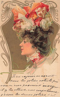 Jugendstil * Série De 2 CPA Illustrateur Genre Kirchner Mucha 1901 * Femme Coiffe Chapeau Hat Mode * Dorures - Before 1900