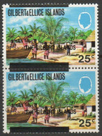 Kiribati Gilbert Islands 1976 25c Definitive, Wmk St Edwards Crown Block CA Pair, Dropped Overprint, MNH, SG 10 (BP2) - Îles Gilbert Et Ellice (...-1979)