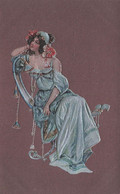 Jugendstil * Série De 2 CPA Illustrateur Art Nouveau Genre Kirchner Gaufrée Embossed * Femmes & Bijoux * Fleurs - Voor 1900