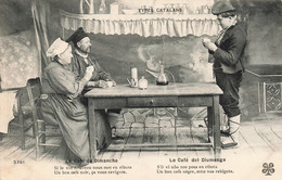 Folklore - Le Café Du Dimanche - Types Catalans  - Carte Postale Ancienne - Musique