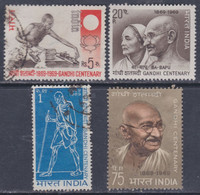 Inde N°  280 / 83  O, X:  Centenaire De La Naissance De Mahatma Gandhi Les 4 Vals Oblitérées ( 280 Trace Charn) Sinon TB - Used Stamps