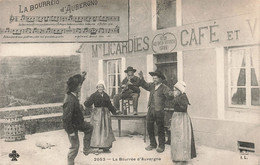 Folklore - La Bourrée D'auvergne - Flutte - Danseurs - Café - Au Bon Bonheur -  Carte Postale Ancienne - Musique