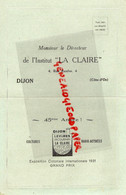 21-DIJON-54-MALZEVILLE NANCY-RARE CARTE LETTRE LA CLAIRE JACQUEMIN-MILDIOU-  AGRICULTURE CULTURE VIGNE VINS -1931 - Landbouw
