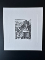 France 1984 Gravure Taille-douce Epreuve Claude Durrens Château De Montségur ITVF La Poste 21 X 19 Cm - Documenten Van De Post