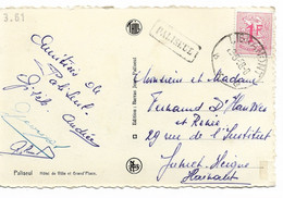 PM308/ TP 859 S/CP Paliseul Hôtel De Ville & Grand Place Obl. Libramont 1958 + Griffe Encadrée PALISEUL > Jumet - Linear Postmarks
