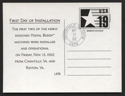 CVUX3 Postal Card Postal Buddy Type B FDC LEB Merrifield VA 1992 - 1981-00