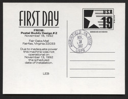 CVUX3 Postal Card Postal Buddy Type B FDC LEB Merrifield VA 1992 - 1981-00