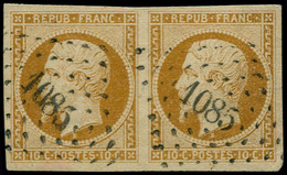 O FRANCE - Poste - 9, En Paire, Oblitération PC "1085", Belles Marges: 10c. Bistre-jaune - 1852 Luis-Napoléon