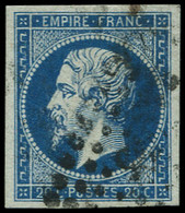 O FRANCE - Poste - 14Ad, Bien Margé, Signé Calves: 20c. Bleu Foncé Sur Vert - 1853-1860 Napoléon III