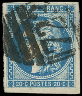 O FRANCE - Poste - 46, Oblitération Anglaise (723), Timbre Aminci, Mais Superbe D'aspect: 20c Bleu - 1870 Emisión De Bordeaux