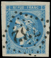 O FRANCE - Poste - 46B, Marges énormes, Signé Calves: 20c. Bleu - 1870 Emisión De Bordeaux