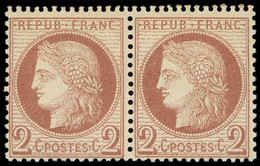 ** FRANCE - Poste - 51, Paire Horizontale, Très Frais: 2c. Rouge-brun - 1871-1875 Ceres