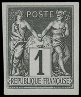(*) FRANCE - Poste - 83e, Non Dentelé, Régents: 1c. Noir Sur Azuré - 1876-1898 Sage (Tipo II)