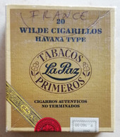BOÏTE EN CARTON VIDE - TABACOS PRIMEROS - LA PAZ - 20 WILDE CIGARILLOS HAVANA TYPE - CIGARROS AUTENTICOS NO TERMINADOS. - Boites à Tabac Vides