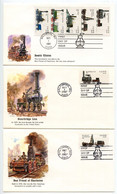 United States 1987 6 Fleetwood FDCs Scott 2362-2366, 2366a Locomotives / Trains - 1981-1990