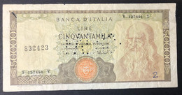 50000 LIRE Leonardo FALSO D'EPOCA TIZIANO 16/05/1972 MB/BB LOTTO 4431 - 50000 Liras