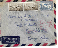 PM313/ TPA 28(2) - 996 S/L. Avion Obl. Bruxelles 1956 > Congo Belge Poste Restante Elisabethville Barrée > Kolwezi - Storia Postale