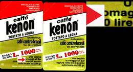 G 394 C&C 2433 2 SCHEDE NUOVE MAGNETIZZATE KENON VARIANTI COLORI E MACCHIE - [3] Errores & Variedades