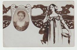 6132 Illustration GENRE MUCHA Femme Girl Médaillon - 1900-1949