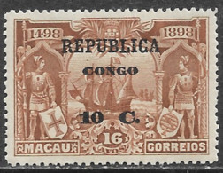 Portuguese Congo – 1913 Sea Way To India 10 C. Over 16 Avos On Macau Stamp - Portuguese Congo