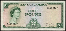 Jamaica 1 Pound 1960 VF+ QEII Banknote - Giamaica