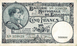 Belgique, (1920-1943), Billet Bel état, Cinq Francs 03/05/38 - 5 Francs