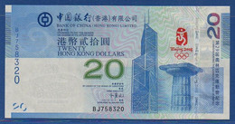 HONG KONG - Bank Of China - P.340a – 20 Dollars 2008 UNC, Serie BJ 758320 - "Olympic Games" Commemorative Issue - Hongkong