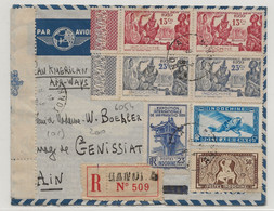 INDOCHINE WW2 1941 HANOI TONKIN Air Mail Cover > FRANCE Genissiat Billiat AIN HONG KONG Censortape & PANAM Route Via USA - Briefe U. Dokumente