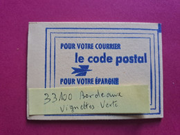 Code Postal - 33100 Bordeaux - Carnet Non Ouvert De 8 Vignettes Bleue Cote 2023 10€ - Bmoques & Cuadernillos