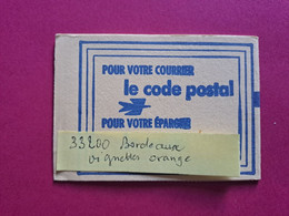 Code Postal - 33200 Bordeaux - Carnet Non Ouvert De 8 Vignettes Jaune Cote 2023 10€ - Blocs & Carnets