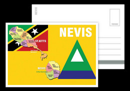 Saint Kitts And Nevis / Nevis / Postcard / View Card / Map / Flag - Saint Kitts En Nevis