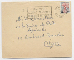 FRANCE N° 1215 LETTRE MEC SECAP MAI 1958 ALGERIE FRANCAISE FRATERNITE RETROUVEE MASCARA 1960 MOSTAGANEM - Guerra D'Algeria