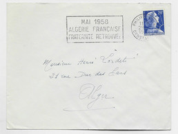 FRANCE MULLER 20FR  LETTRE MEC SECAP MAI 1958 ALGERIE FRANCAISE FRATERNITE RETROUVEE PHILIPPEVILLE 29.12.1958 CONSTANTIN - War Of Algeria