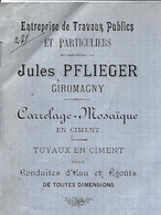 1909 ENTETE J. PFLIEGER Travaux Publics Giromany T. De Belfort  Pour Vairet Baudet Briqueterie Devenue Eco Musée - 1900 – 1949