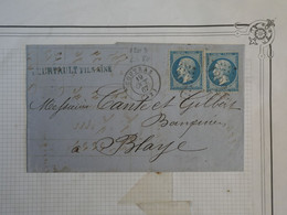 AP19 FRANCE  BELLE  LETTRE  RR 1867 COURTRAS A BLAYE +NAP.  N°22  ++ AFFRANCH. INTERESSANT ++ - 1862 Napoleone III