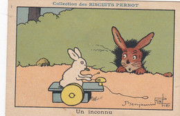 CHROMOS Et IMAGES  7x10.5) BISCUIT PERNOT Un Inconnu (benjamin Rabier) - Pernot