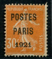 Lot N°A4219 Préoblitérés  N°29 Neuf (*) Sans Gomme - Préoblitérés