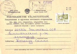 Soviet Union:Russia:Registered Notice Of Dispatch Of The Postal Item, 1976 - Cartoline Maximum