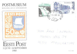 Sweden:Estonia:Post Museum In Stockholm, Eesti Post, Special Cancellation 1980 - Cartoline Maximum