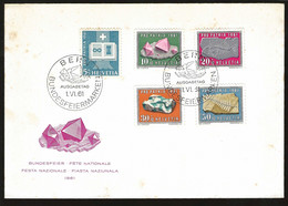 SP ENVELOPPE / BERN SUISSE / BUNDESFEIER  / THEME MINERAUX / GEMS / 1961 - Minéraux