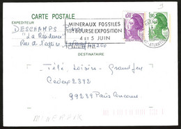 SP CARTE POSTALE / FRANCE / FLAMME MINERAUX FOSSILES BOURSE EXPOSITION ST NAZAIRE  / THEME MINERAUX / GEMS / 1988 - Minéraux