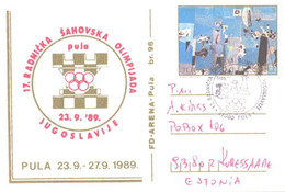 Jugoslavia:Jugoslavija:Yugoslavia:Maxi Card With Special Cancellation 17. Chess Olympiade In Pula 1989 - Maximum Cards