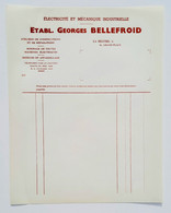 Facture à En-tête De Et. Georges BELLEFROID - La Hestre - La Louvière / Electricité Et Mécanique Industrielle, Cofribel - 1950 - ...