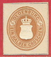 Oldenbourg Découpe D'entier Postal / Post Cut Squares N°1 0,5s Brun 1860 (*) - Oldenbourg