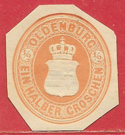 Oldenbourg Découpe D'entier Postal / Post Cut Squares N°5 0,5s Orange 1862 (*) - Oldenbourg