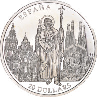 Monnaie, Libéria, 20 Dollars, 2001, Spain, SPL, Argent - Liberia