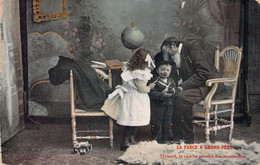 HUMOUR - La Farce à Grand Père - D'abord Je Vais Lui Peindre Des Moustaches - Enfants - Carte Postale Ancienne - Humor