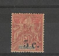 Réunion- (1901) 5 / 50c  Surcharge Déplacée Sans La Barre N°52b - Otros & Sin Clasificación