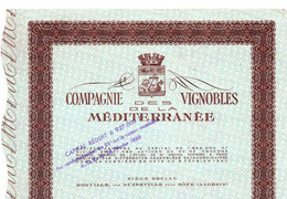 Compagnie Des Vignobles De La Méditérranée - Action De 50 NF Au Porteur-Monville Par Duzerville Près Bône (Algérie) 1960 - Landbouw